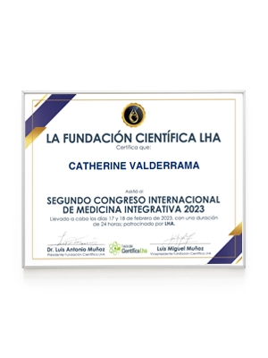Dra Catherine Valderrama | Certificación congreso internacional de medicina integrativa 2023